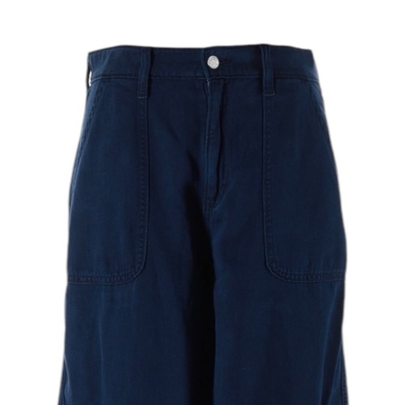 Banana Republic Wide Leg Cargo Jeans 12 NWT Navy Cotton Twill High Rise Utility - Picture 3 of 10